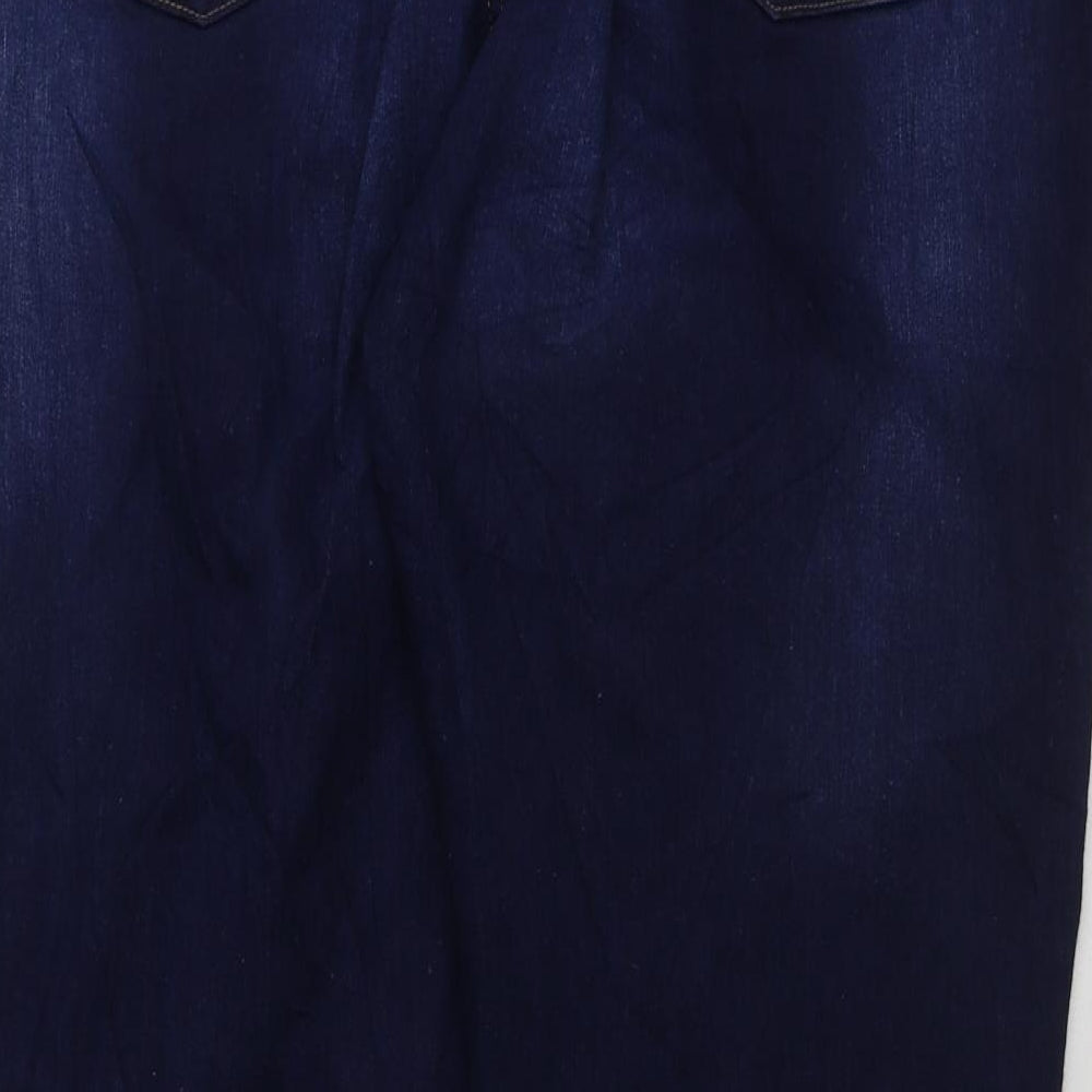 Marks and Spencer Womens Blue Cotton Straight Jeans Size 20 L31 in Regular Button