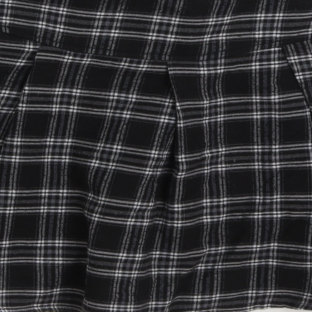 SheIn Womens Black Check Polyester Mini Skirt Size XS Zip