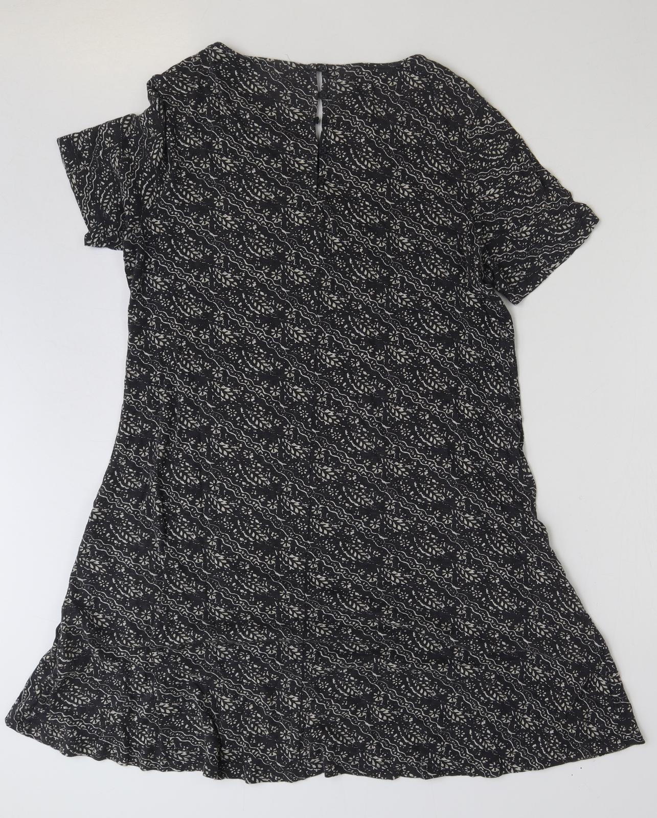 Fat Face Womens Grey Geometric Polyester A-Line Size 12 Round Neck Button