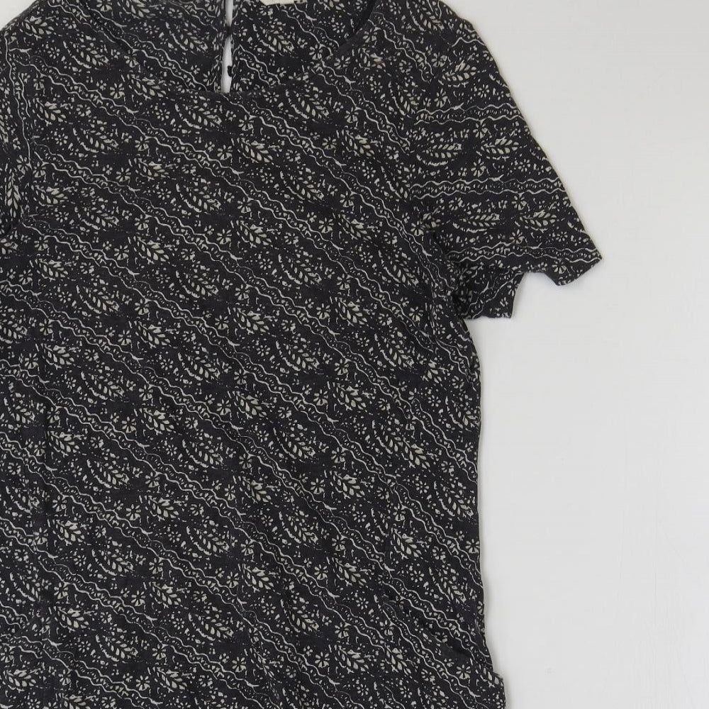 Fat Face Womens Grey Geometric Polyester A-Line Size 12 Round Neck Button