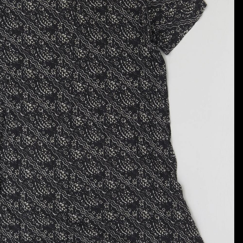Fat Face Womens Grey Geometric Polyester A-Line Size 12 Round Neck Button