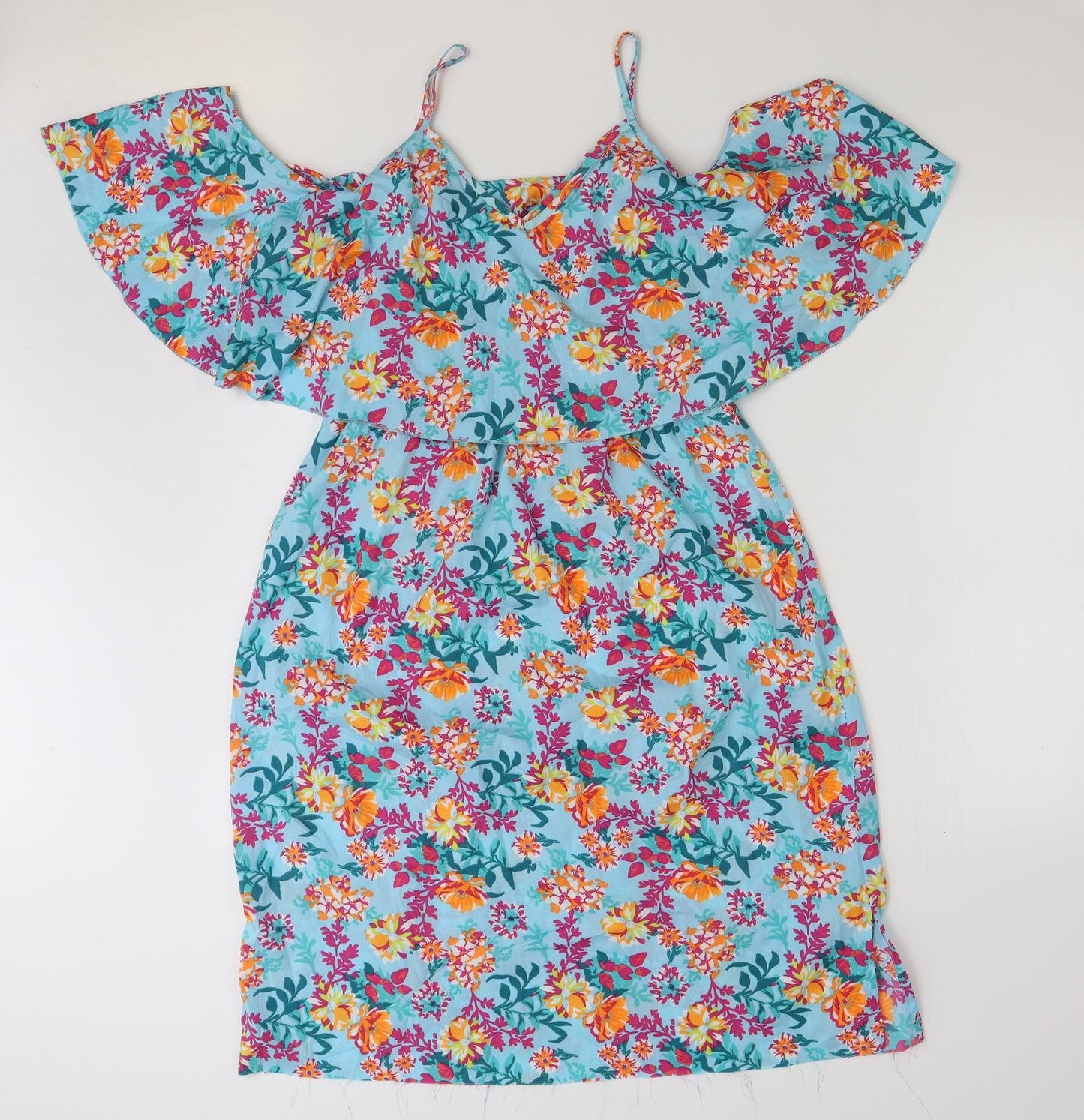 Be You K Womens Multicoloured Floral Polyester A-Line Size 12 V-Neck Pullover