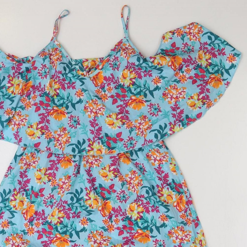 Be You K Womens Multicoloured Floral Polyester A-Line Size 12 V-Neck Pullover