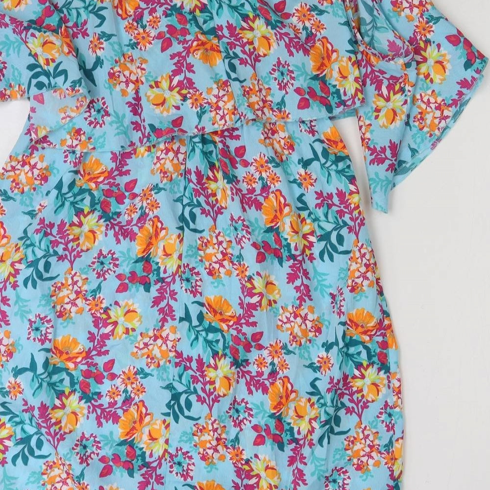 Be You K Womens Multicoloured Floral Polyester A-Line Size 12 V-Neck Pullover