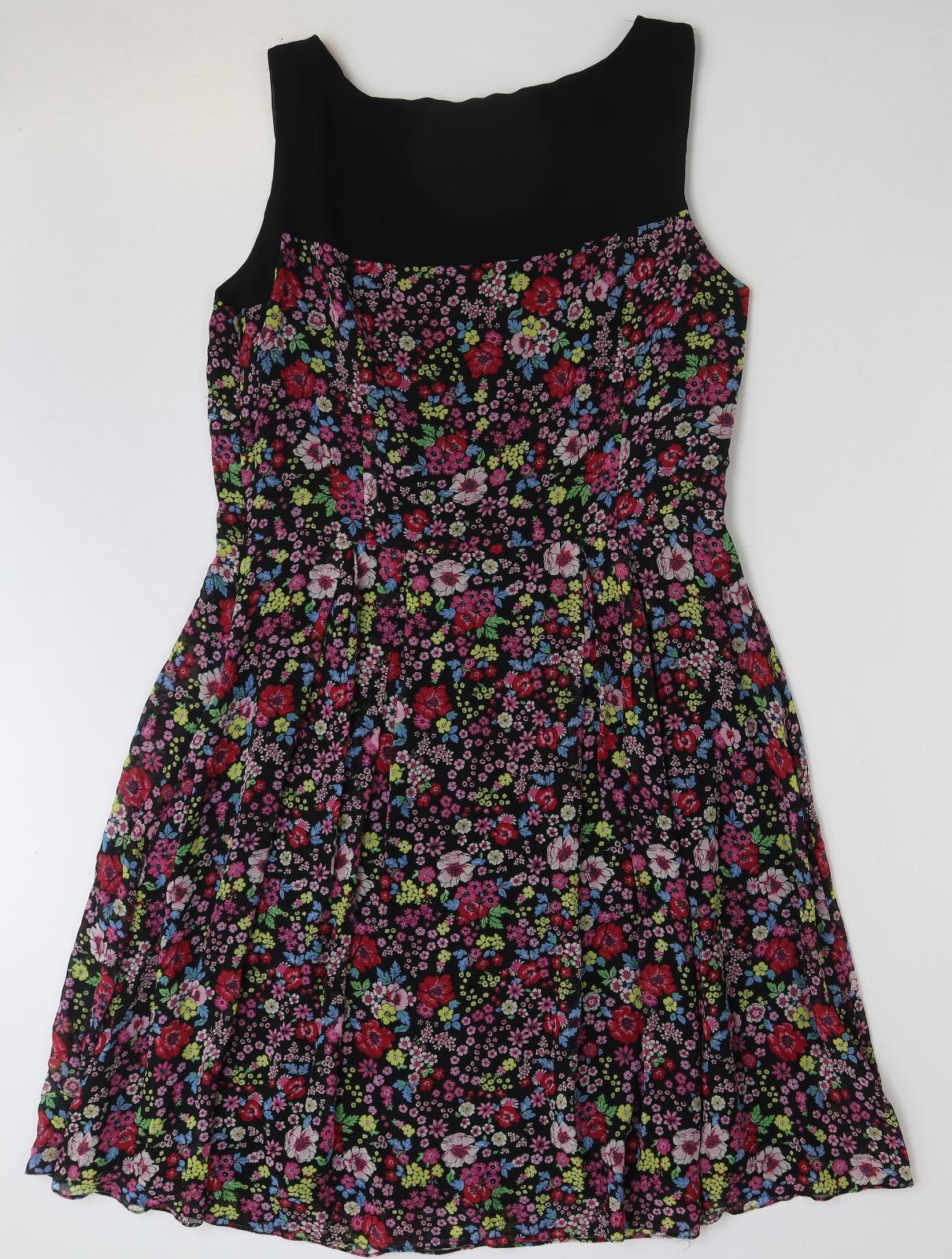 Laura Ashley Womens Multicoloured Floral Polyester A-Line Size 16 Round Neck Pullover