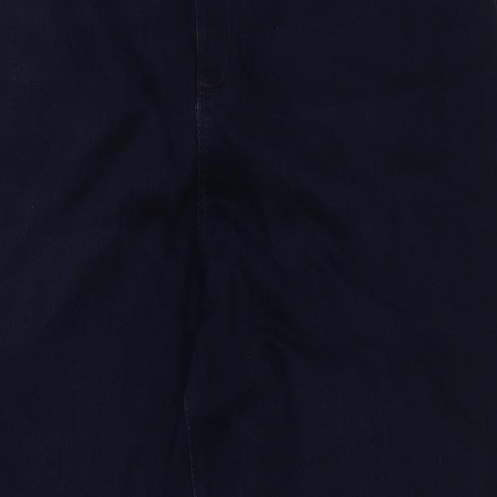 Marks and Spencer Womens Blue Cotton Wide-Leg Jeans Size 16 L28 in Regular Button - Balloon leg