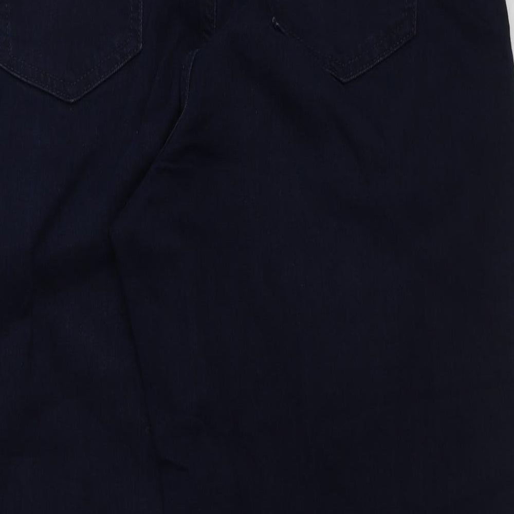Marks and Spencer Womens Blue Cotton Wide-Leg Jeans Size 16 L28 in Regular Button - Balloon leg