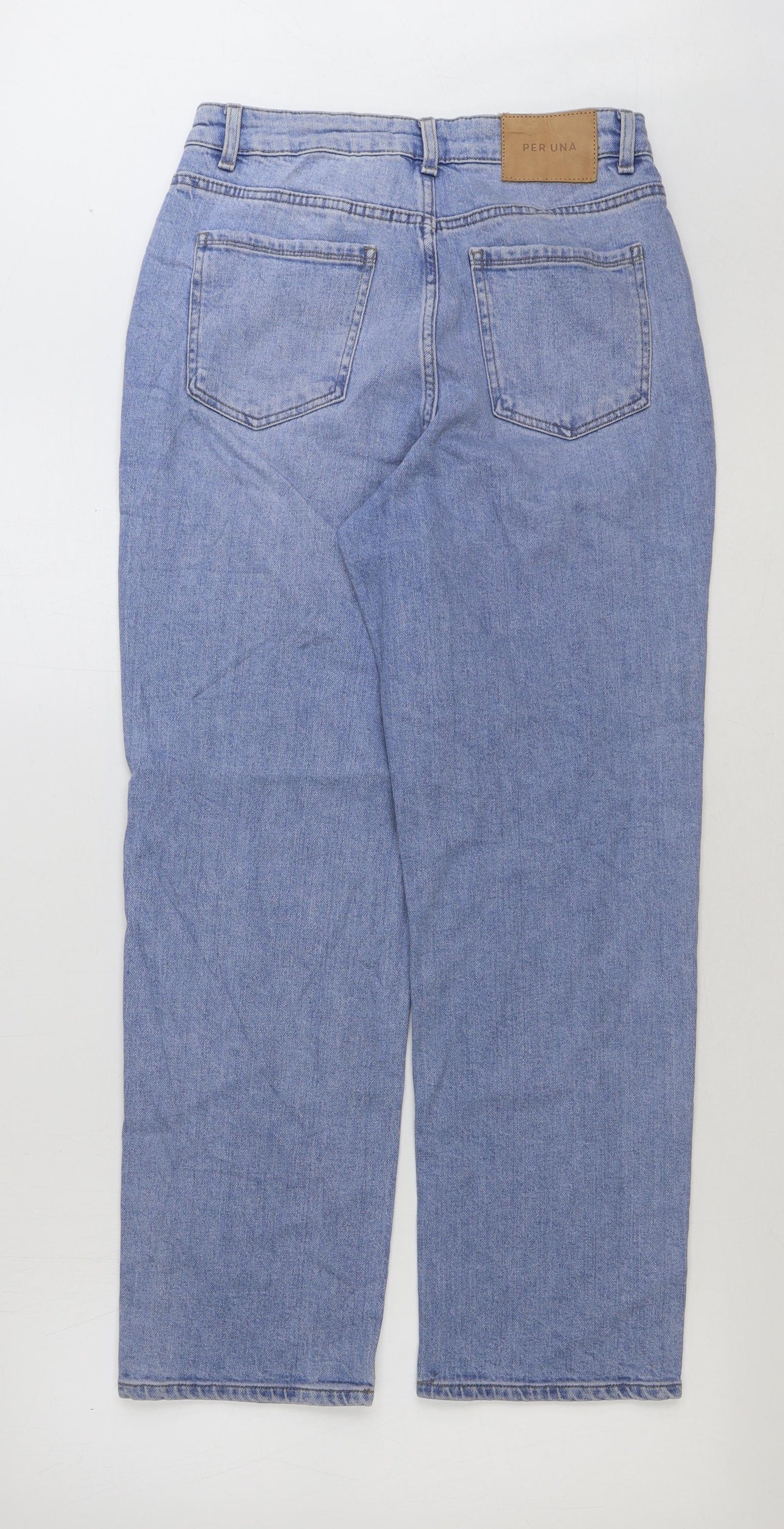 Marks and Spencer Womens Blue Paisley Cotton Mom Jeans Size 10 L28 in Regular Button