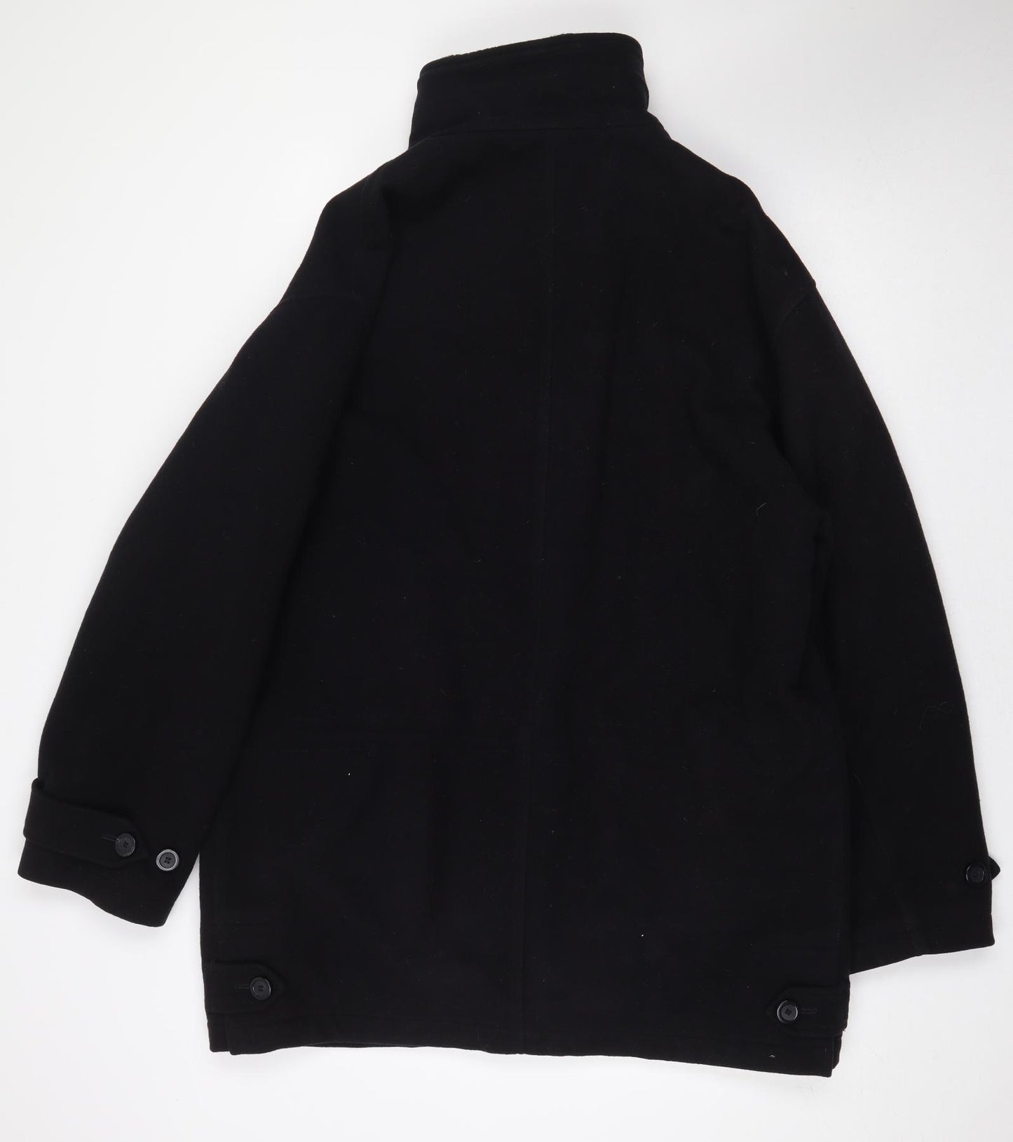 Marks and Spencer Mens Black Pea Coat Coat Size M Zip