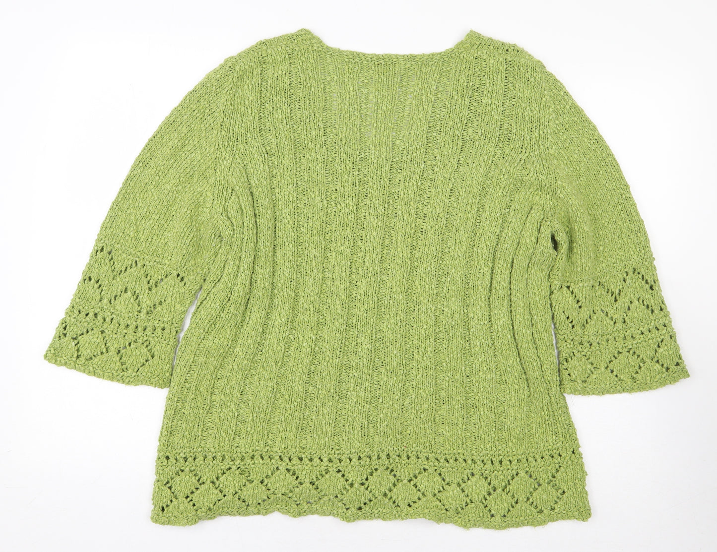 Per Una Womens Green V-Neck Wool Pullover Jumper Size XL