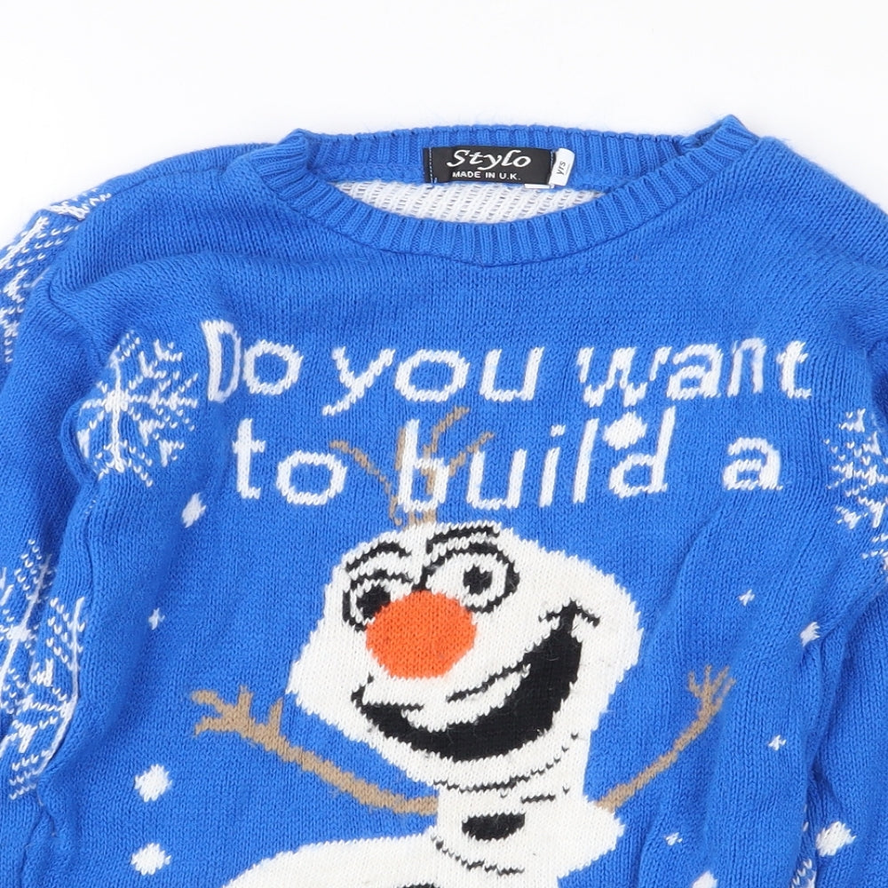 Stylo Boys Blue Round Neck Acrylic Pullover Jumper Size 7-8 Years Pullover - Frozen, Disney
