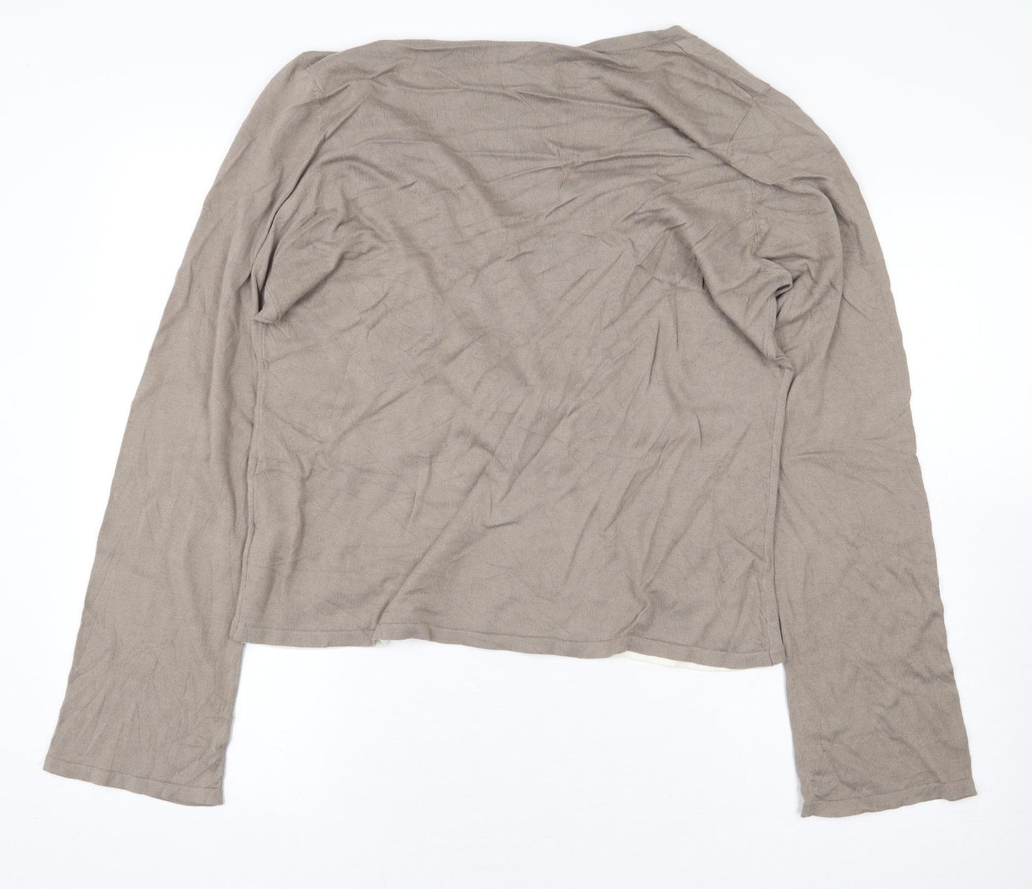 NEXT Womens Beige Viscose Basic T-Shirt Size 20 V-Neck - Knot Front