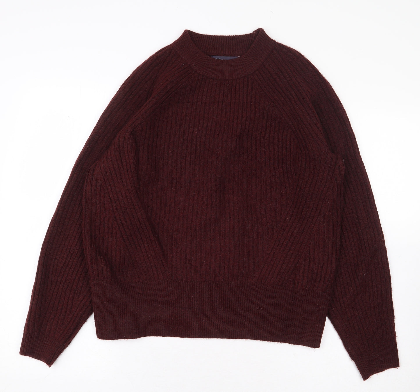 Marks and Spencer Mens Red Mock Neck Acrylic Pullover Jumper Size M