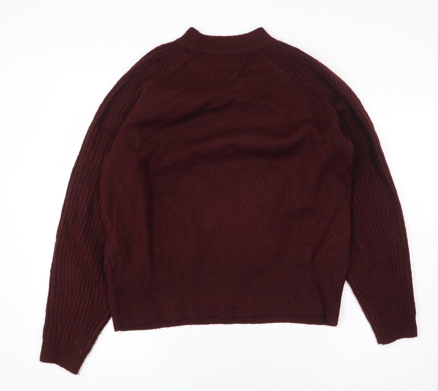 Marks and Spencer Mens Red Mock Neck Acrylic Pullover Jumper Size M
