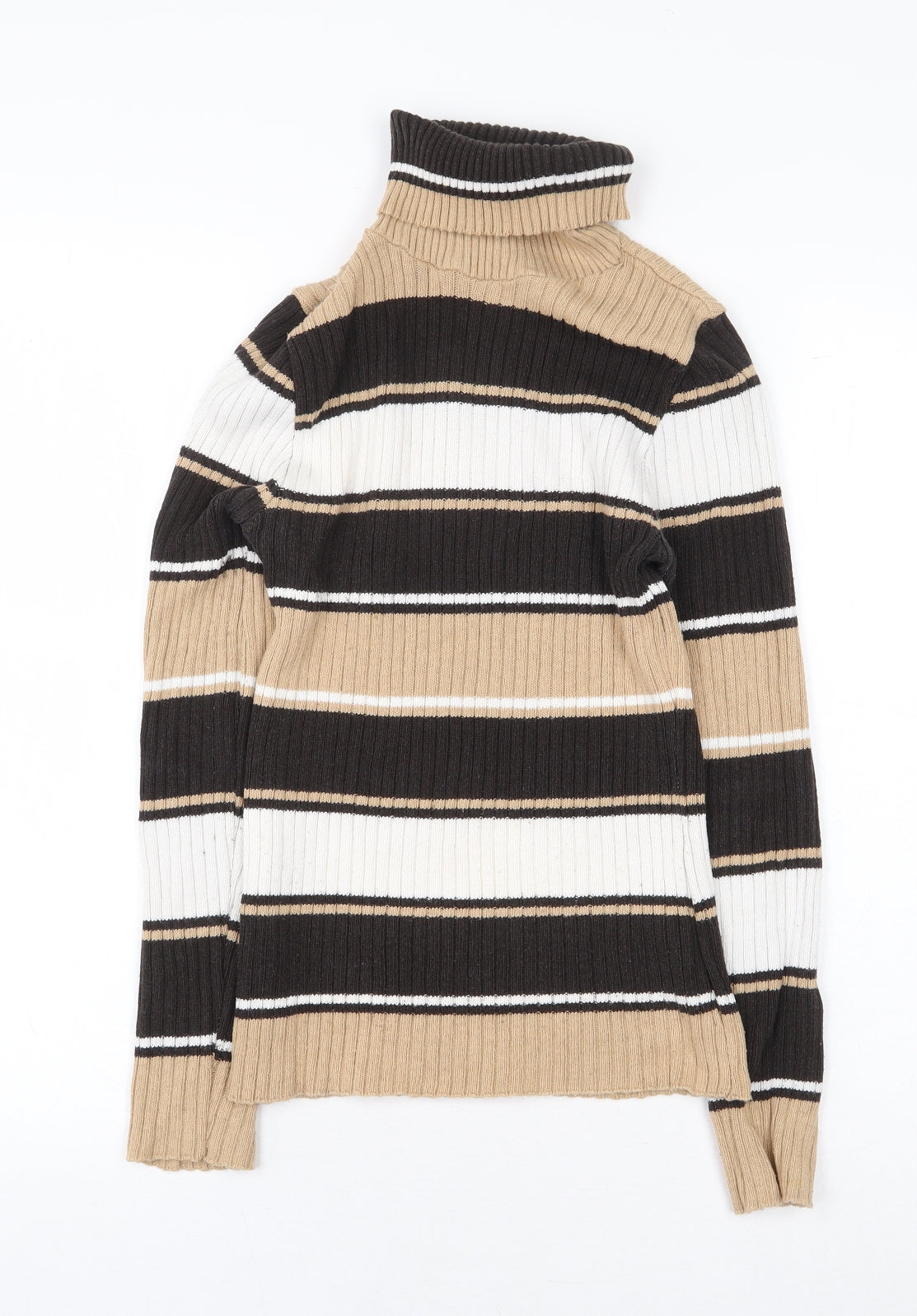 Topshop Womens Multicoloured Striped Acrylic Pullover Sweatshirt Size 10 Pullover - Roll Neck