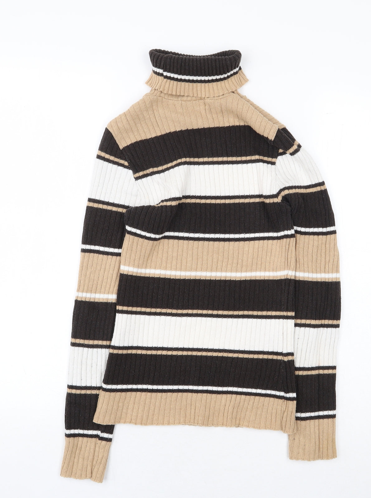 Topshop Womens Multicoloured Striped Acrylic Pullover Sweatshirt Size 10 Pullover - Roll Neck