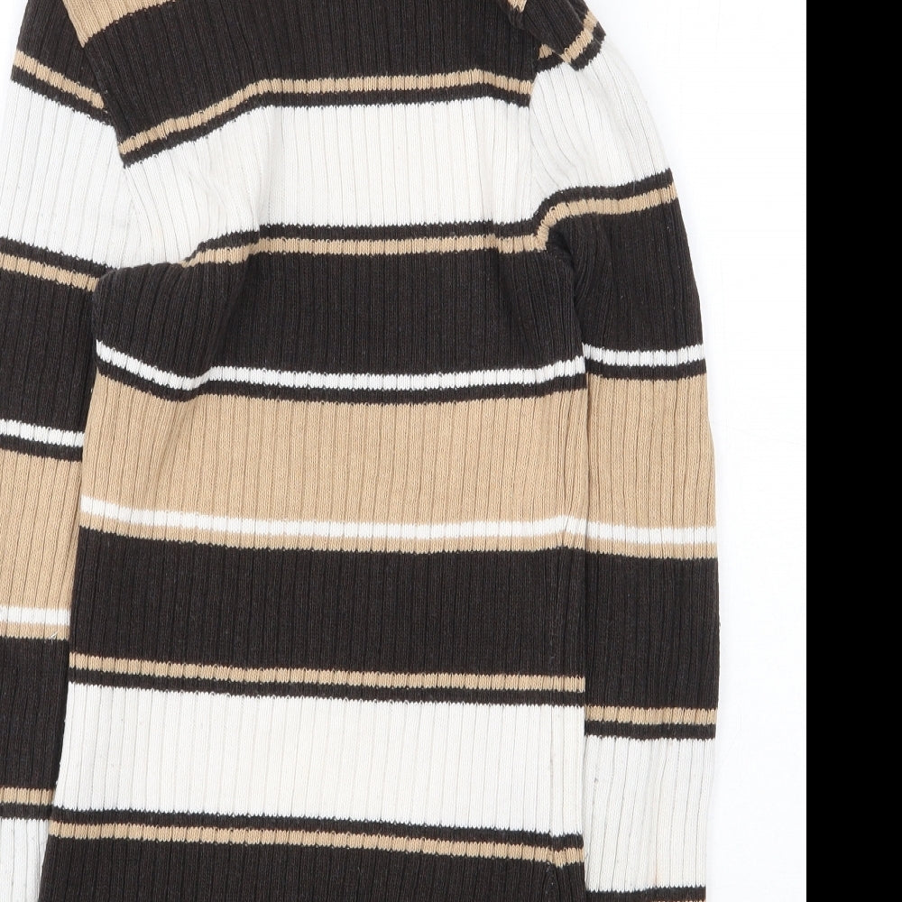 Topshop Womens Multicoloured Striped Acrylic Pullover Sweatshirt Size 10 Pullover - Roll Neck