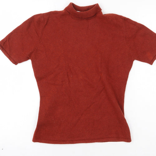 Dorothy Perkins Womens Orange Wool Basic T-Shirt Size 12 Roll Neck