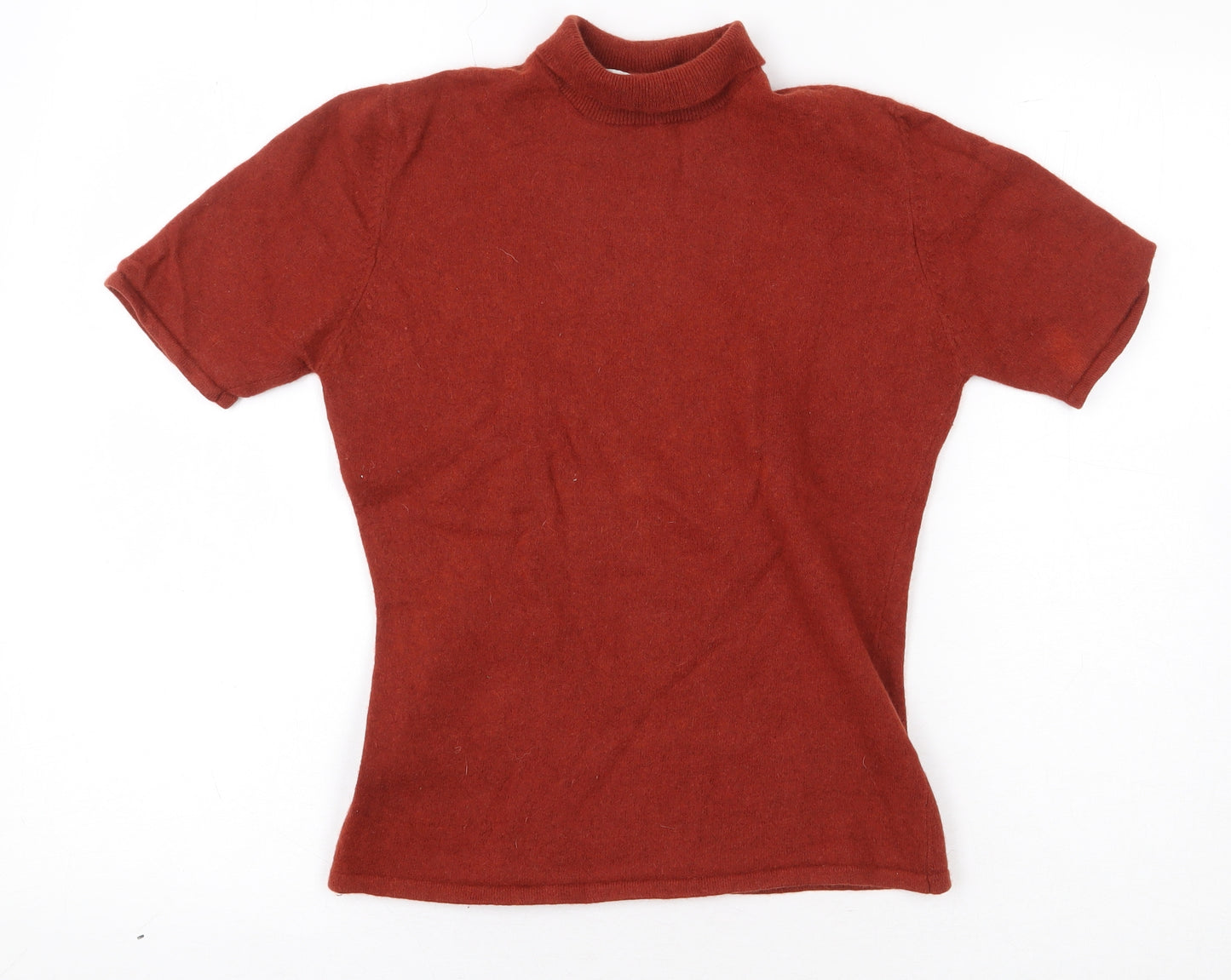 Dorothy Perkins Womens Orange Wool Basic T-Shirt Size 12 Roll Neck