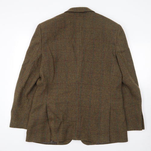 Greenwoods Mens Green Plaid Wool Jacket Suit Jacket Size 40