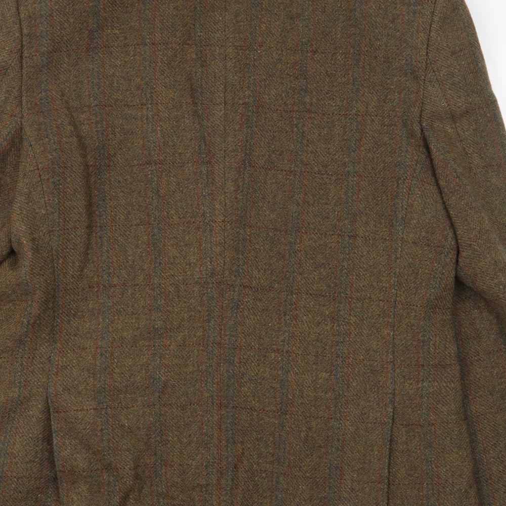 Greenwoods Mens Green Plaid Wool Jacket Suit Jacket Size 40