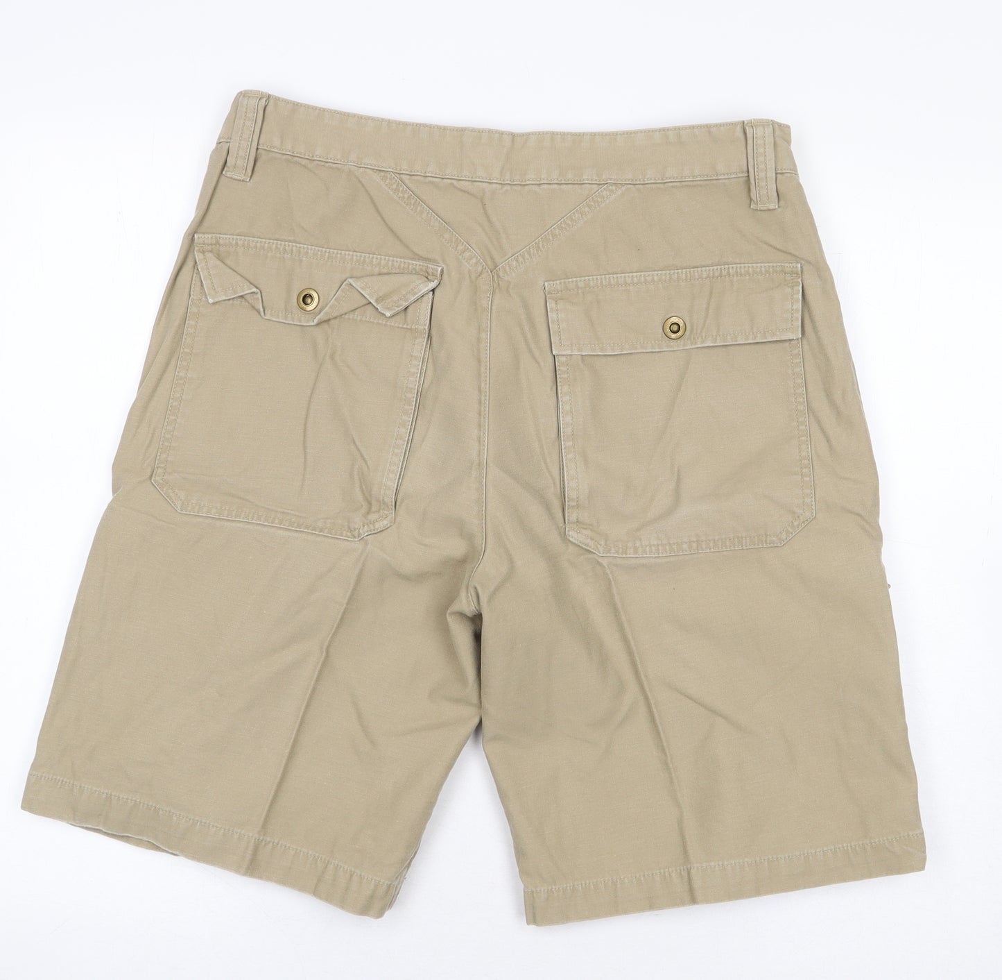George Mens Beige Cotton Cargo Shorts Size 34 L10 in Regular Zip