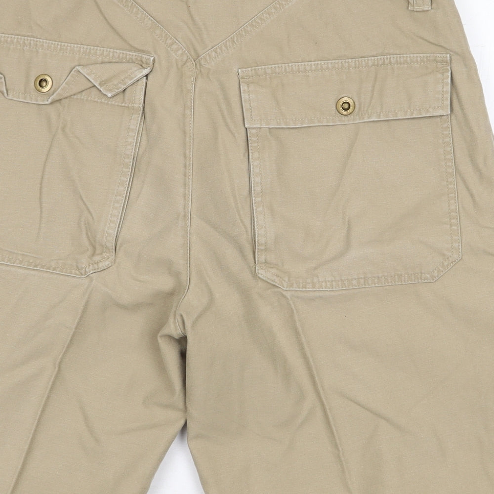 George Mens Beige Cotton Cargo Shorts Size 34 L10 in Regular Zip