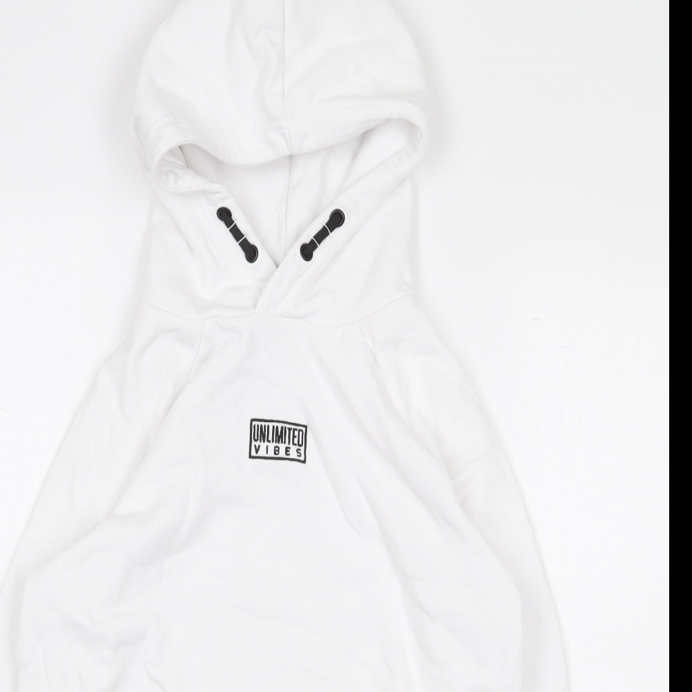George Girls White Cotton Pullover Hoodie Size 8-9 Years Pullover