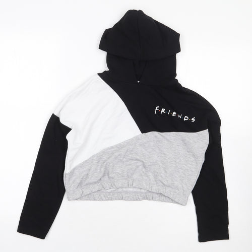 George Girls Black Colourblock Cotton Pullover Hoodie Size 8-9 Years Pullover - Friends