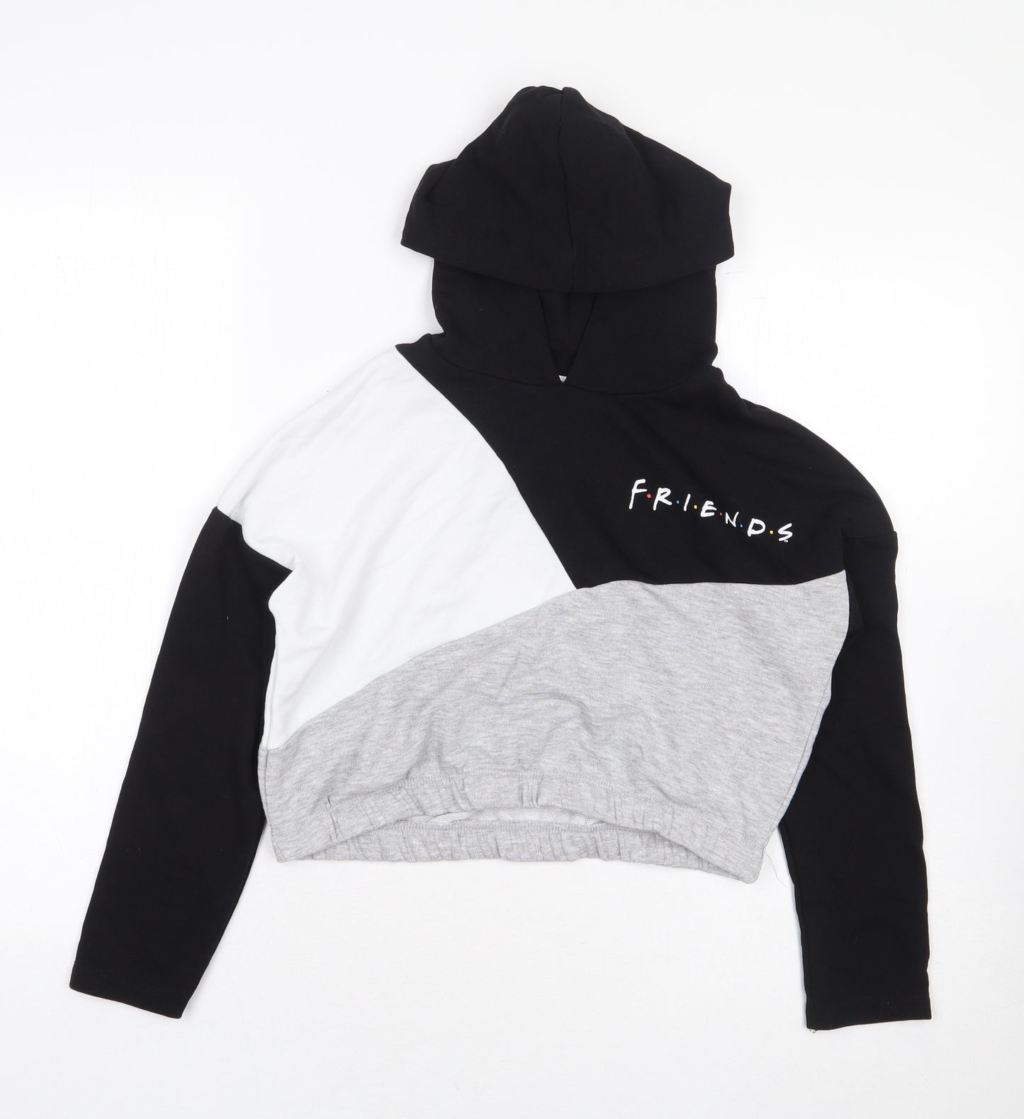 George Girls Black Colourblock Cotton Pullover Hoodie Size 8-9 Years Pullover - Friends