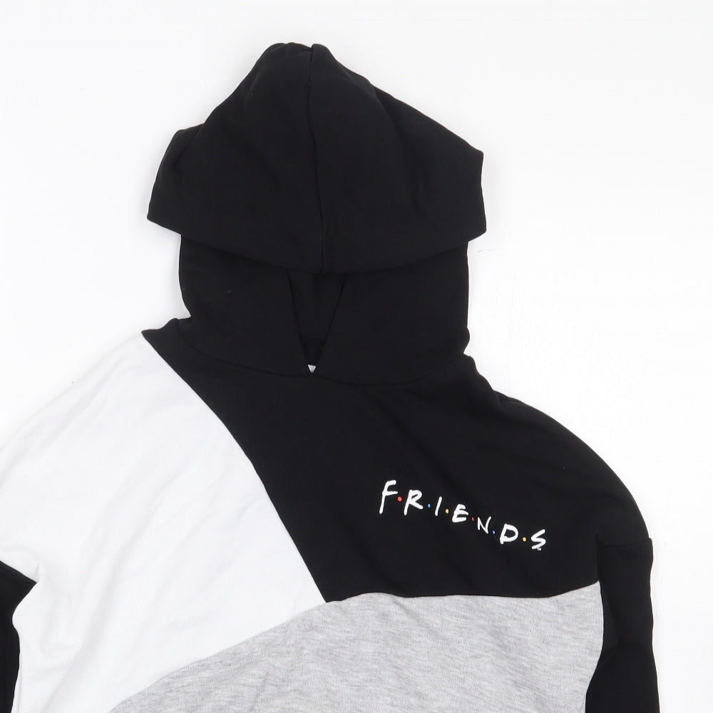 George Girls Black Colourblock Cotton Pullover Hoodie Size 8-9 Years Pullover - Friends