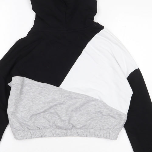 George Girls Black Colourblock Cotton Pullover Hoodie Size 8-9 Years Pullover - Friends