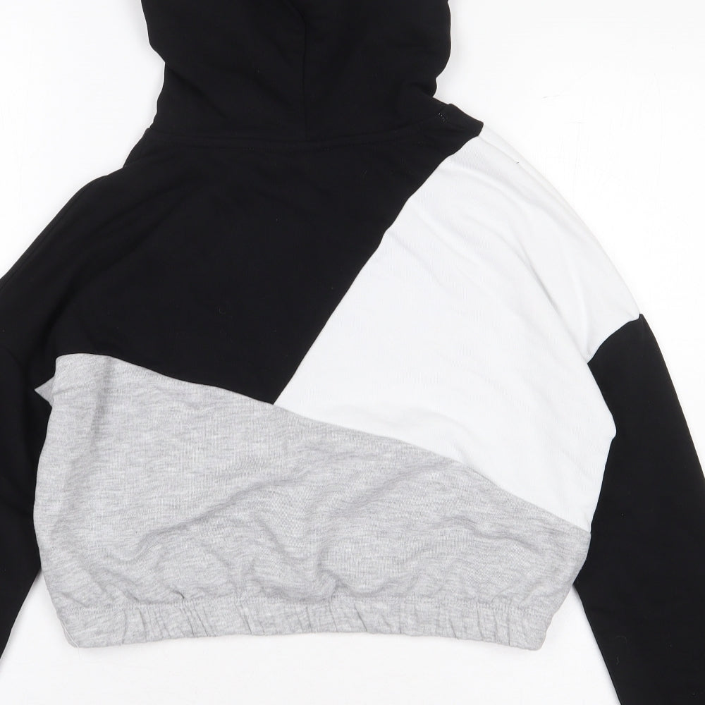 George Girls Black Colourblock Cotton Pullover Hoodie Size 8-9 Years Pullover - Friends