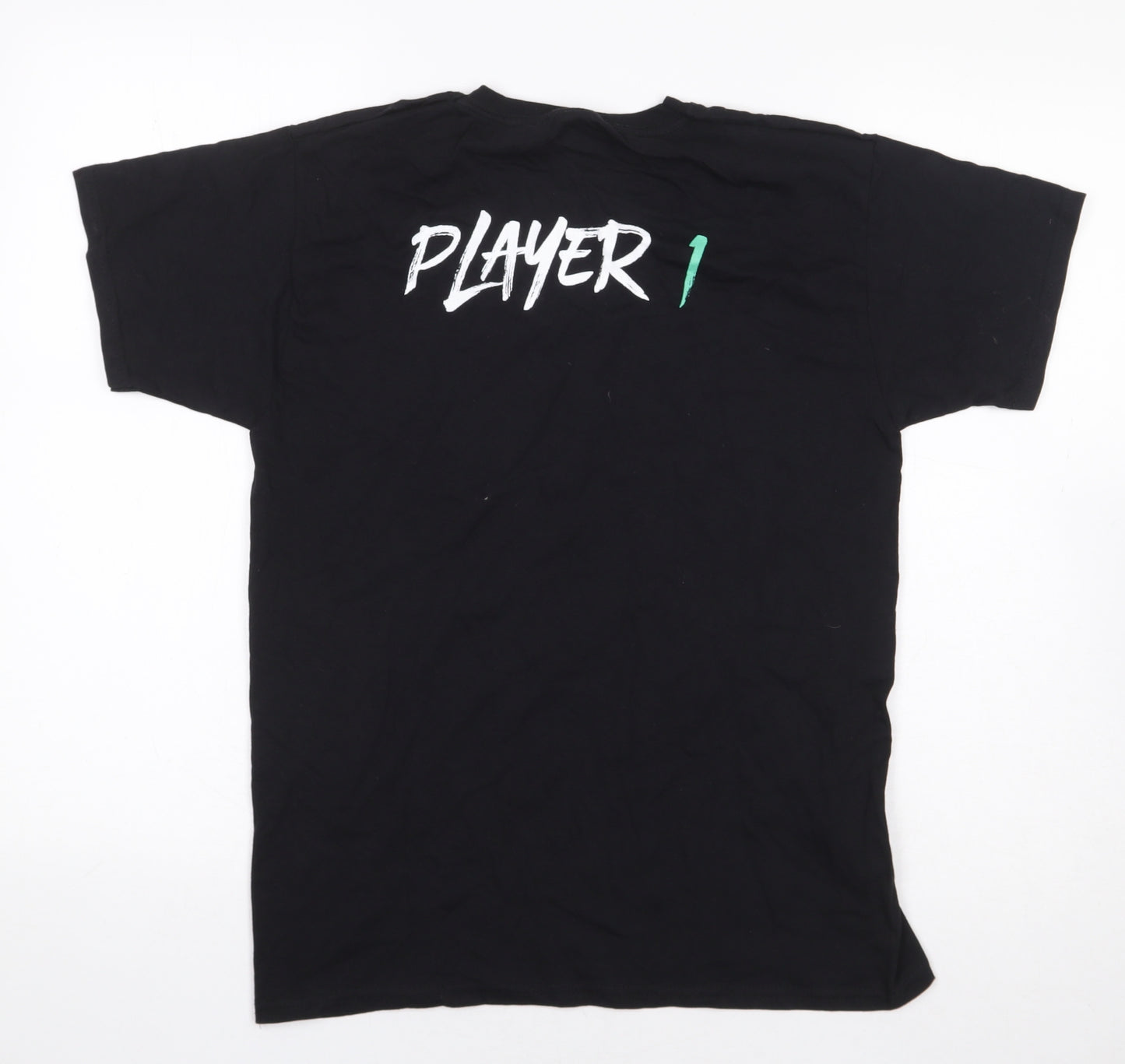 Fruit of the Loom Boys Black 100% Cotton Basic T-Shirt Size 12-13 Years Round Neck Pullover - Game On