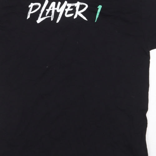 Fruit of the Loom Boys Black 100% Cotton Basic T-Shirt Size 12-13 Years Round Neck Pullover - Game On