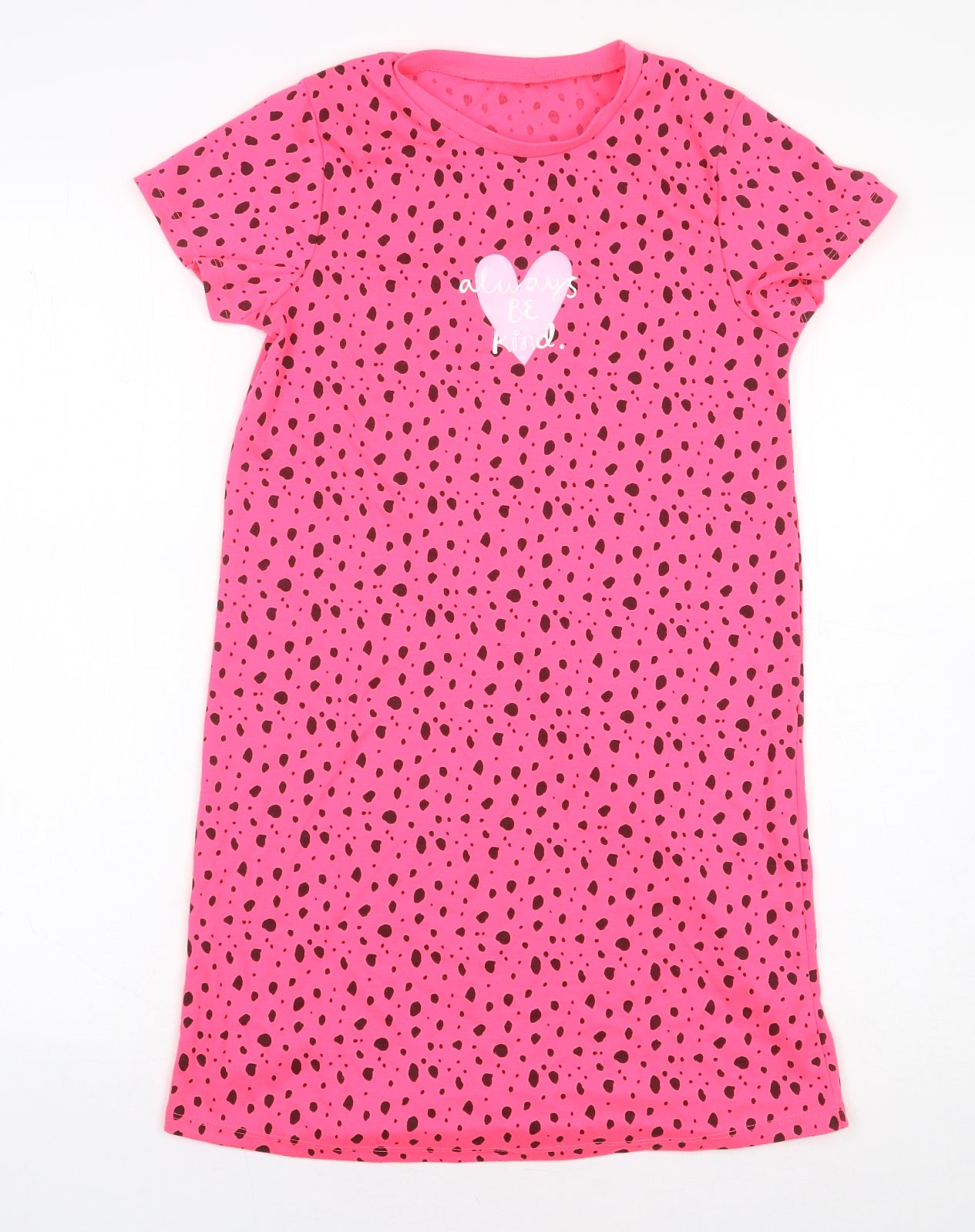 George Girls Pink Geometric Polyester T-Shirt Dress Size 8-9 Years Round Neck Pullover - Heart