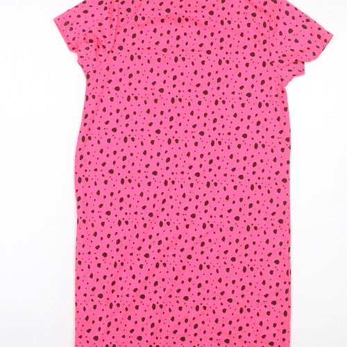 George Girls Pink Geometric Polyester T-Shirt Dress Size 8-9 Years Round Neck Pullover - Heart