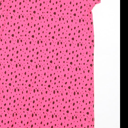 George Girls Pink Geometric Polyester T-Shirt Dress Size 8-9 Years Round Neck Pullover - Heart