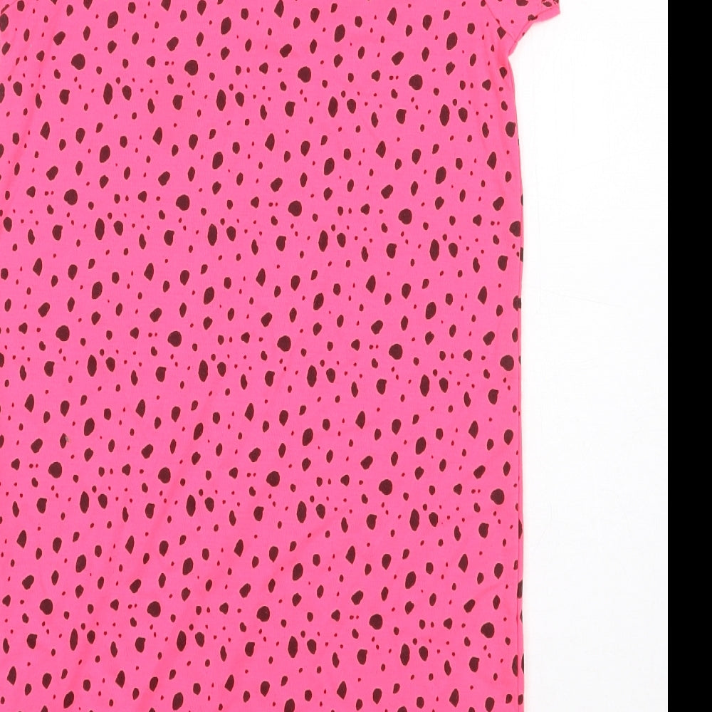 George Girls Pink Geometric Polyester T-Shirt Dress Size 8-9 Years Round Neck Pullover - Heart