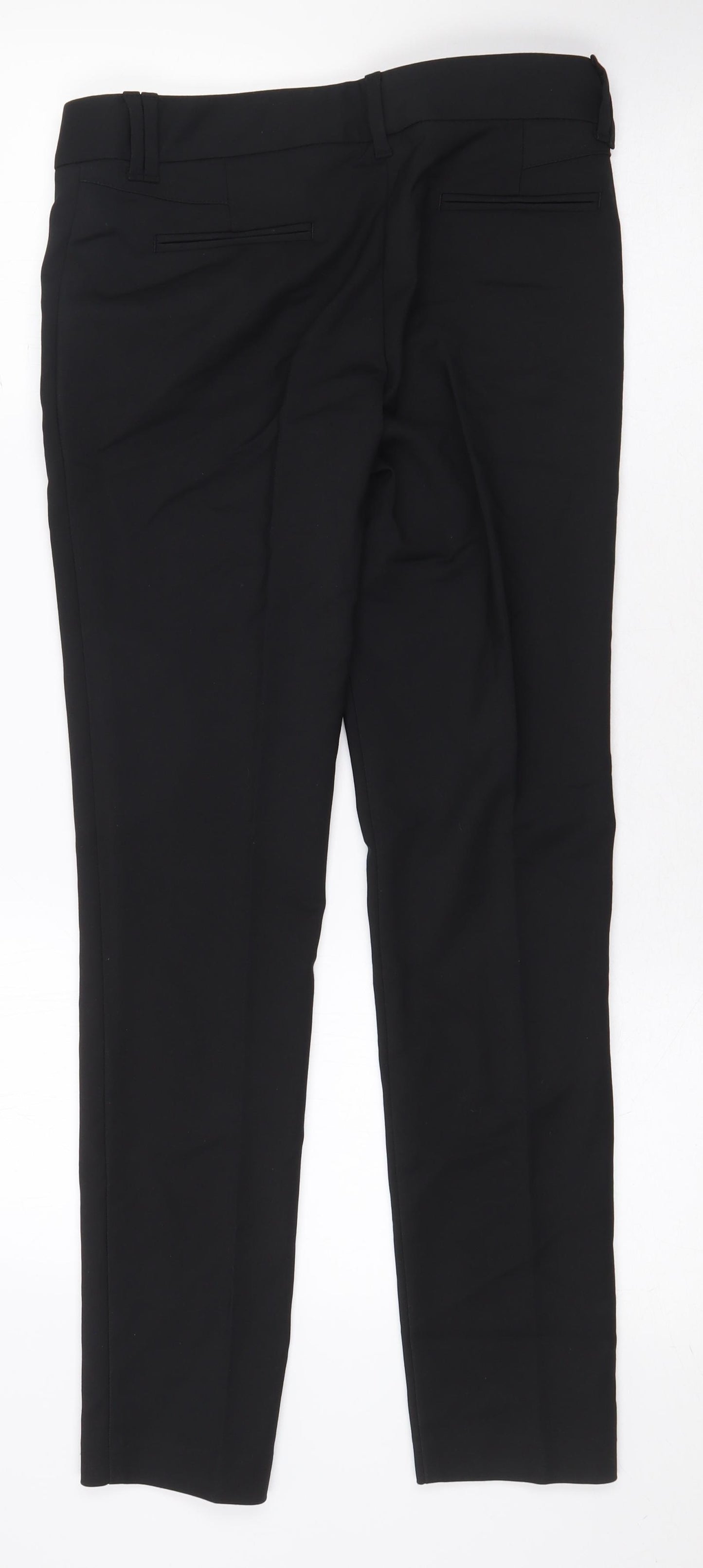NEXT Womens Black Cotton Trousers Size 8 L29 in Regular Zip