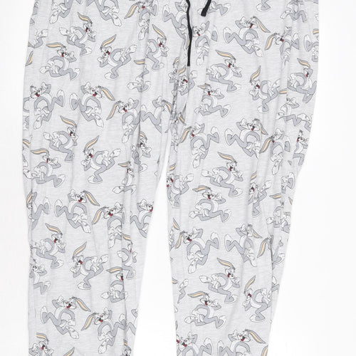 George Womens Grey Geometric Cotton Jogger Trousers Size XL L28 in Regular Tie - Bugs Bunny