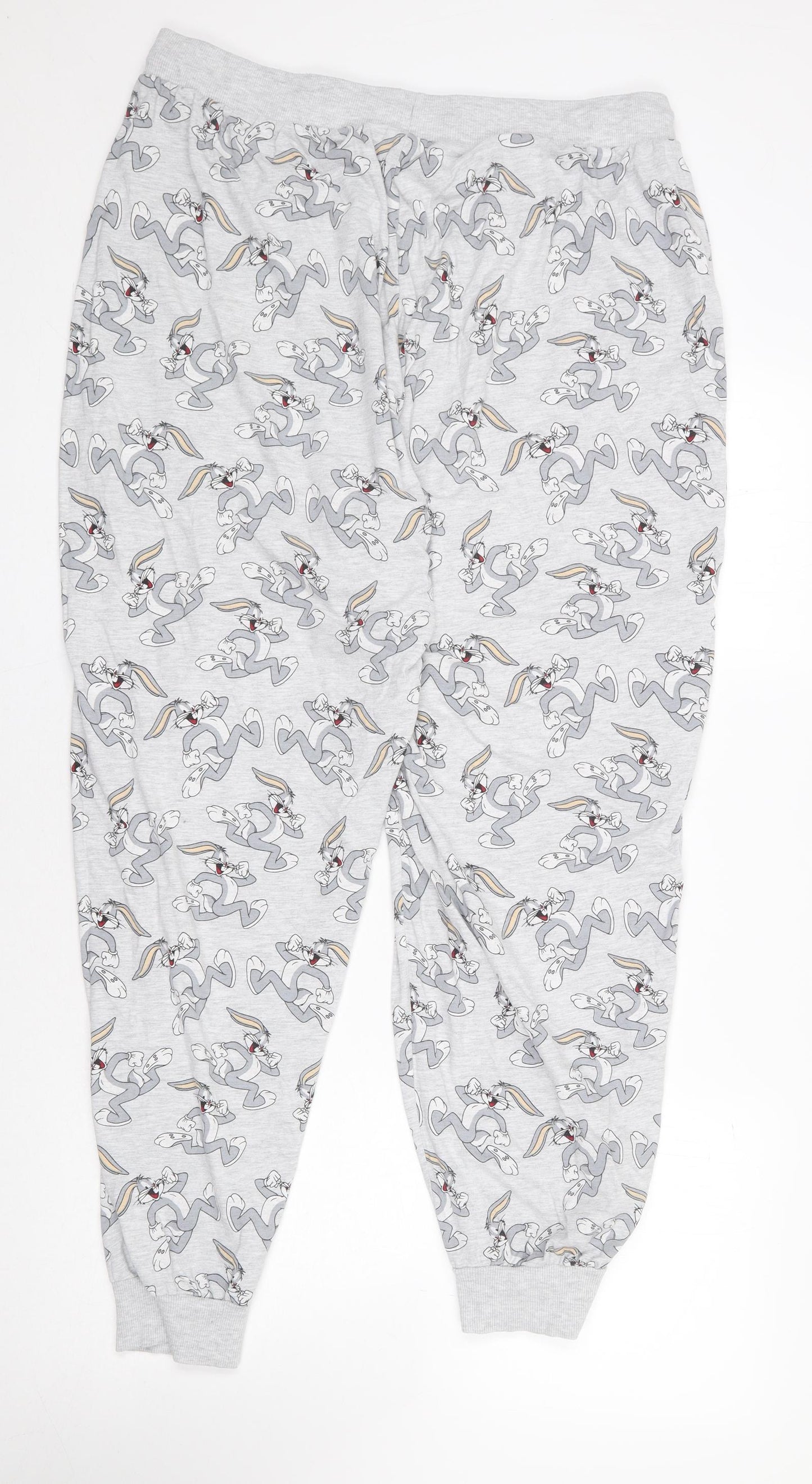 George Womens Grey Geometric Cotton Jogger Trousers Size XL L28 in Regular Tie - Bugs Bunny