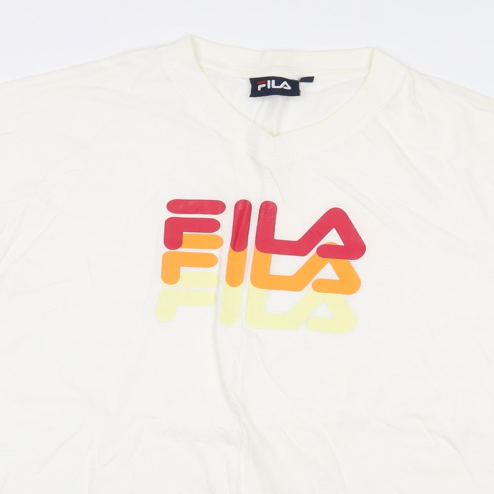FILA Womens Beige 100% Cotton Basic T-Shirt Size M Round Neck