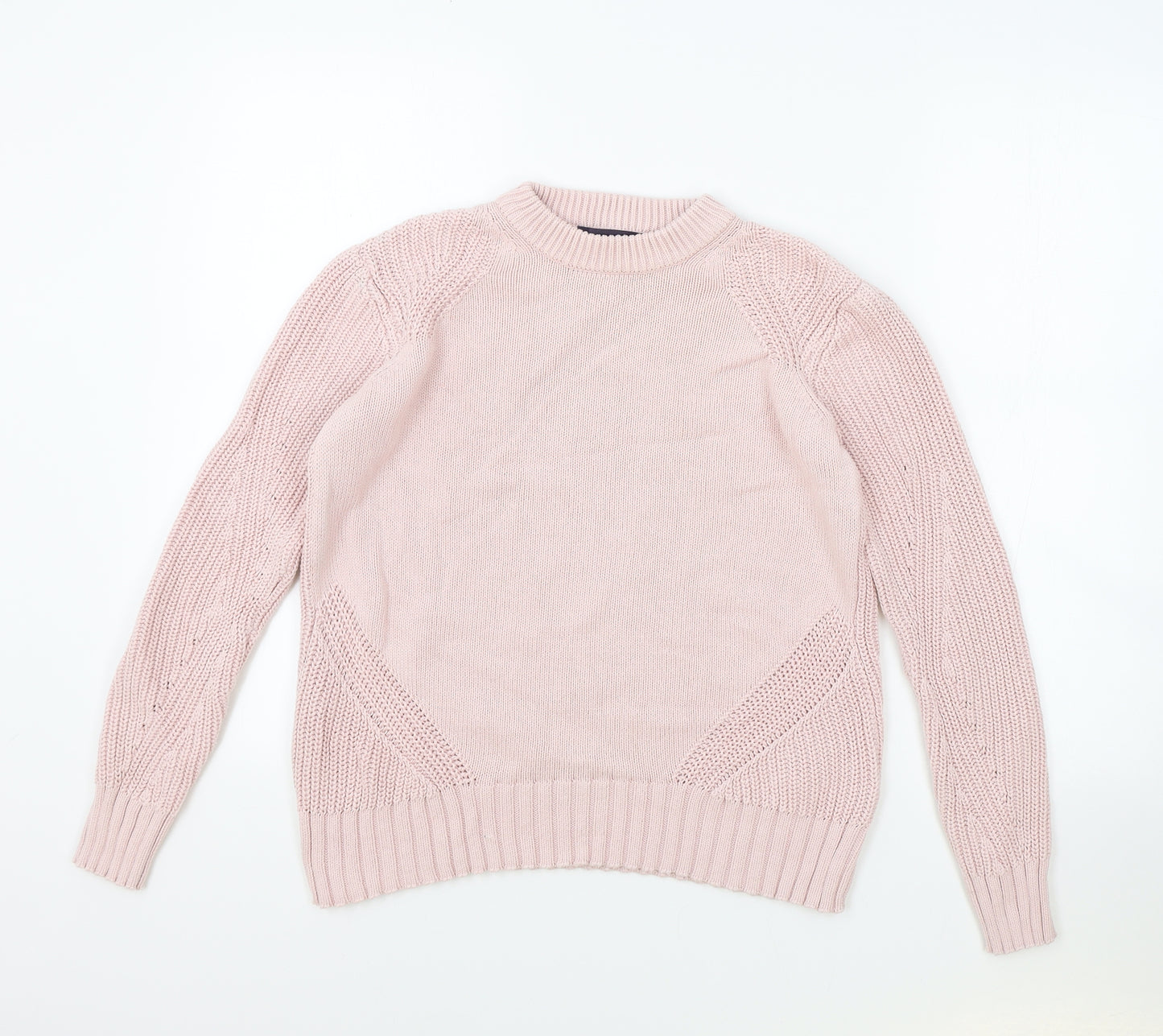 Marks and Spencer Womens Pink Round Neck 100% Cotton Pullover Jumper Size S