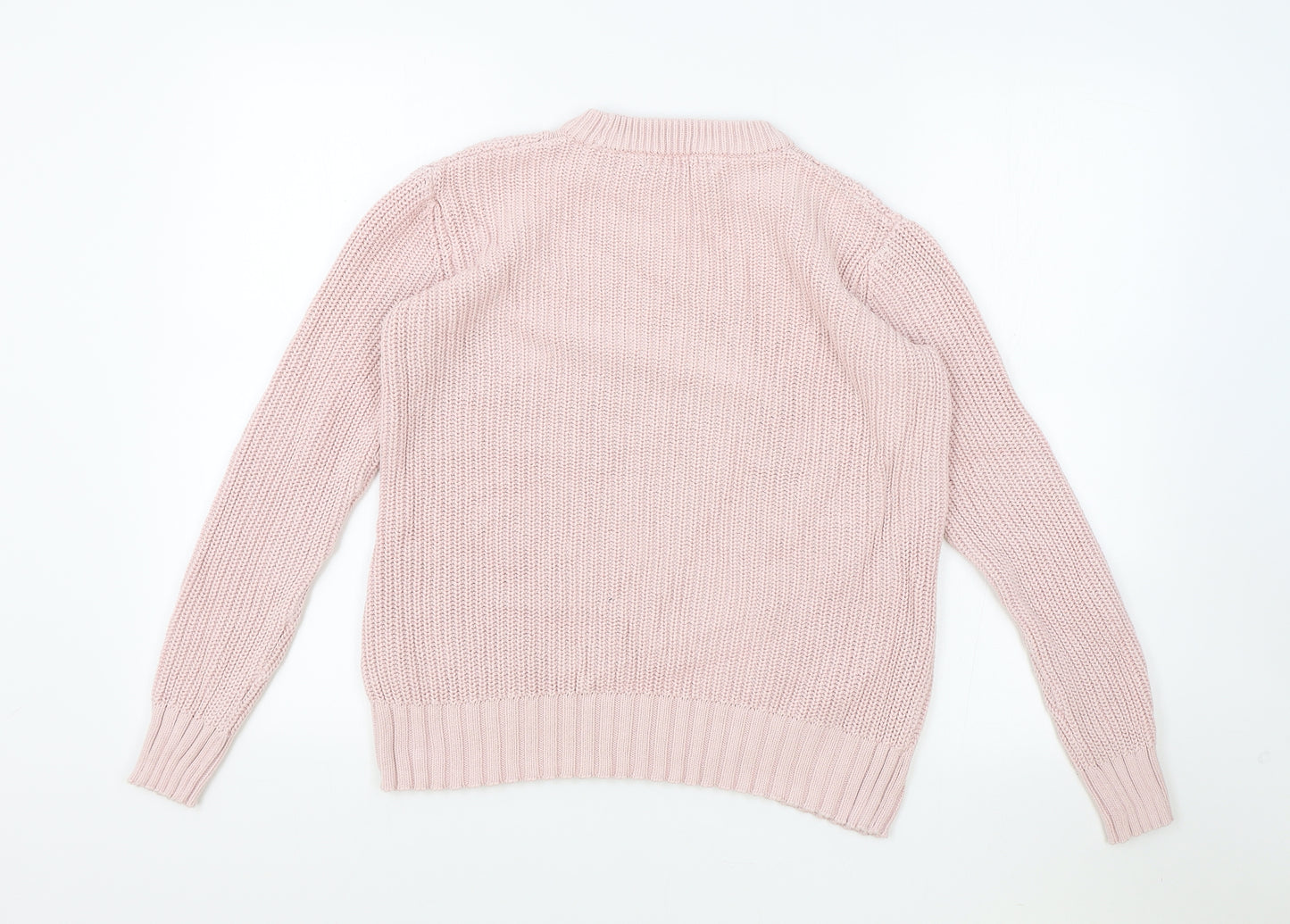 Marks and Spencer Womens Pink Round Neck 100% Cotton Pullover Jumper Size S