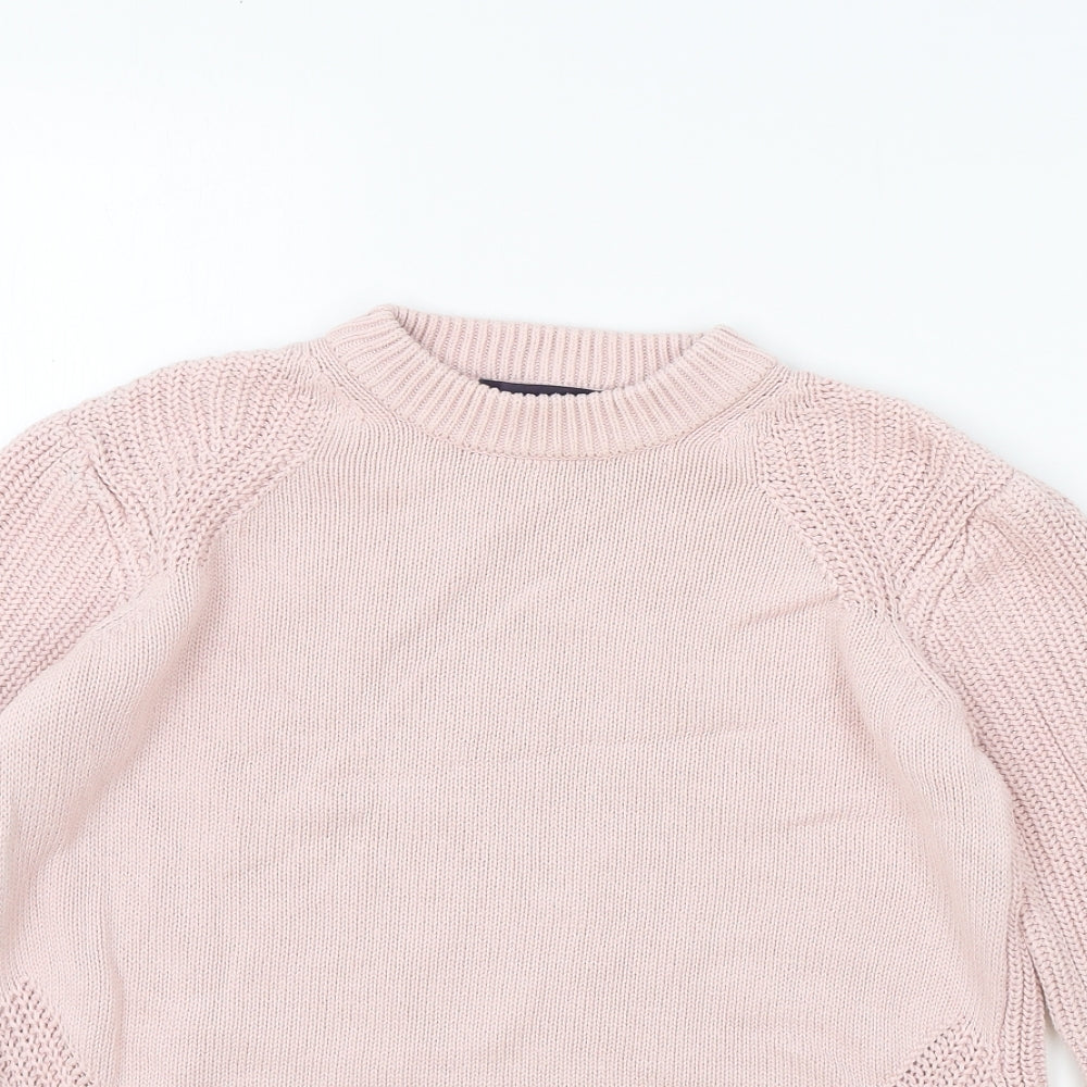 Marks and Spencer Womens Pink Round Neck 100% Cotton Pullover Jumper Size S