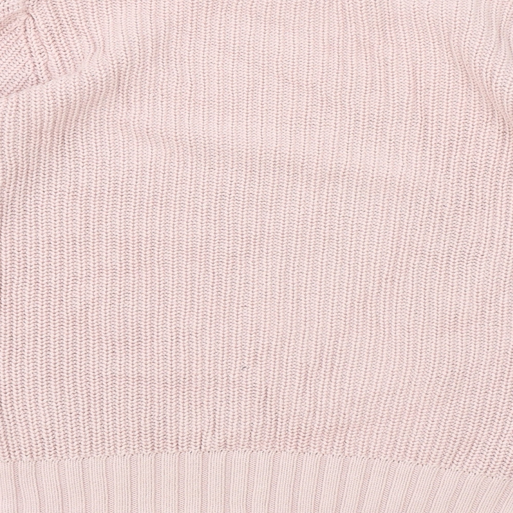 Marks and Spencer Womens Pink Round Neck 100% Cotton Pullover Jumper Size S