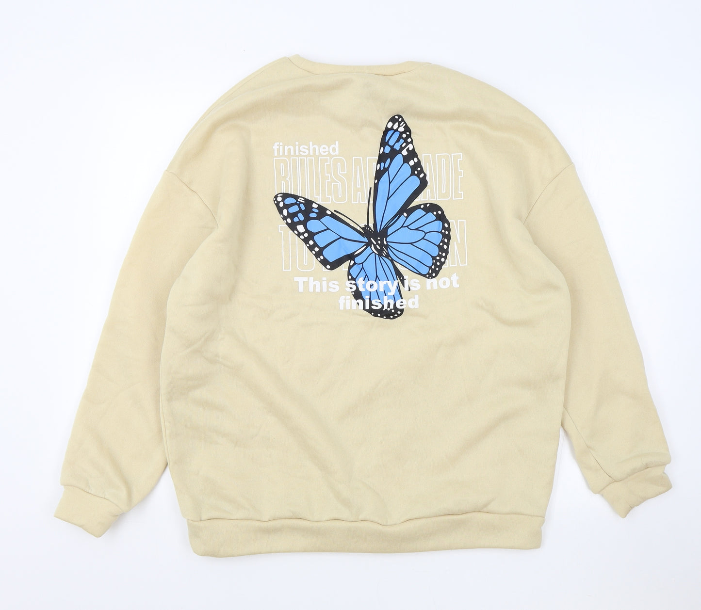 SheIn Womens Beige Polyester Pullover Sweatshirt Size M Pullover - Butterfly