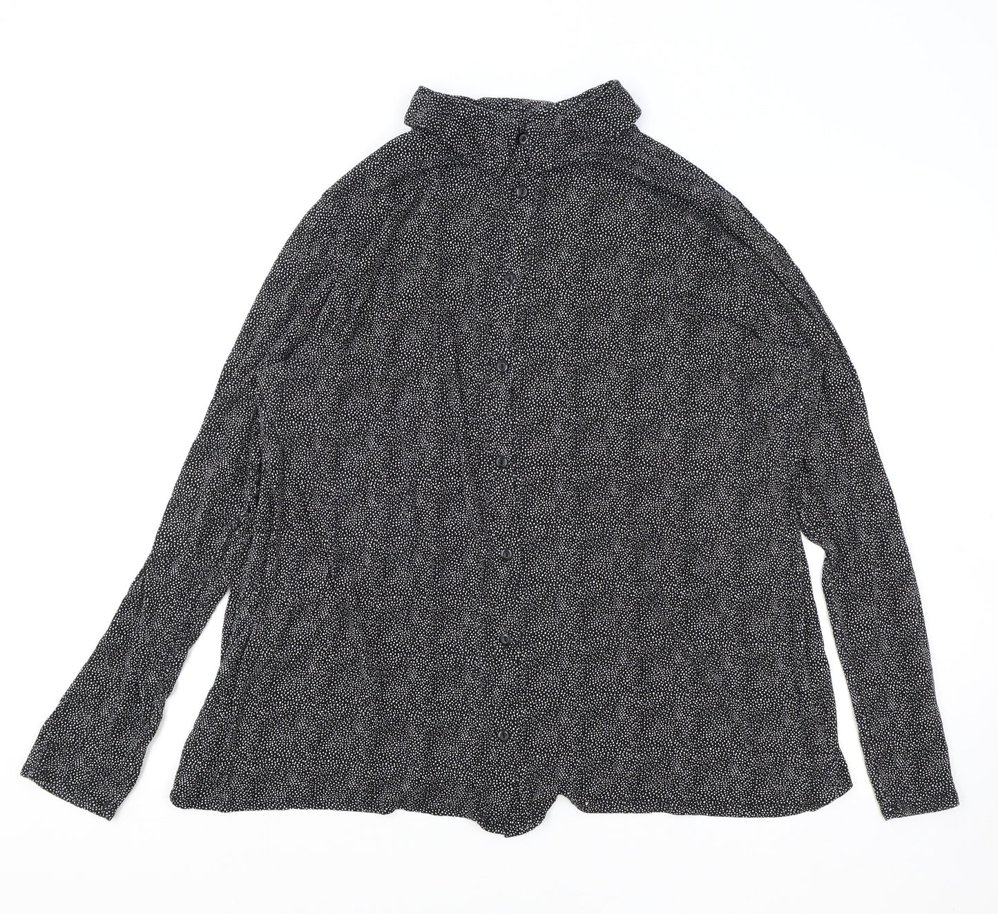 TU Womens Black Polka Dot Viscose Basic Button-Up Size 22 Collared