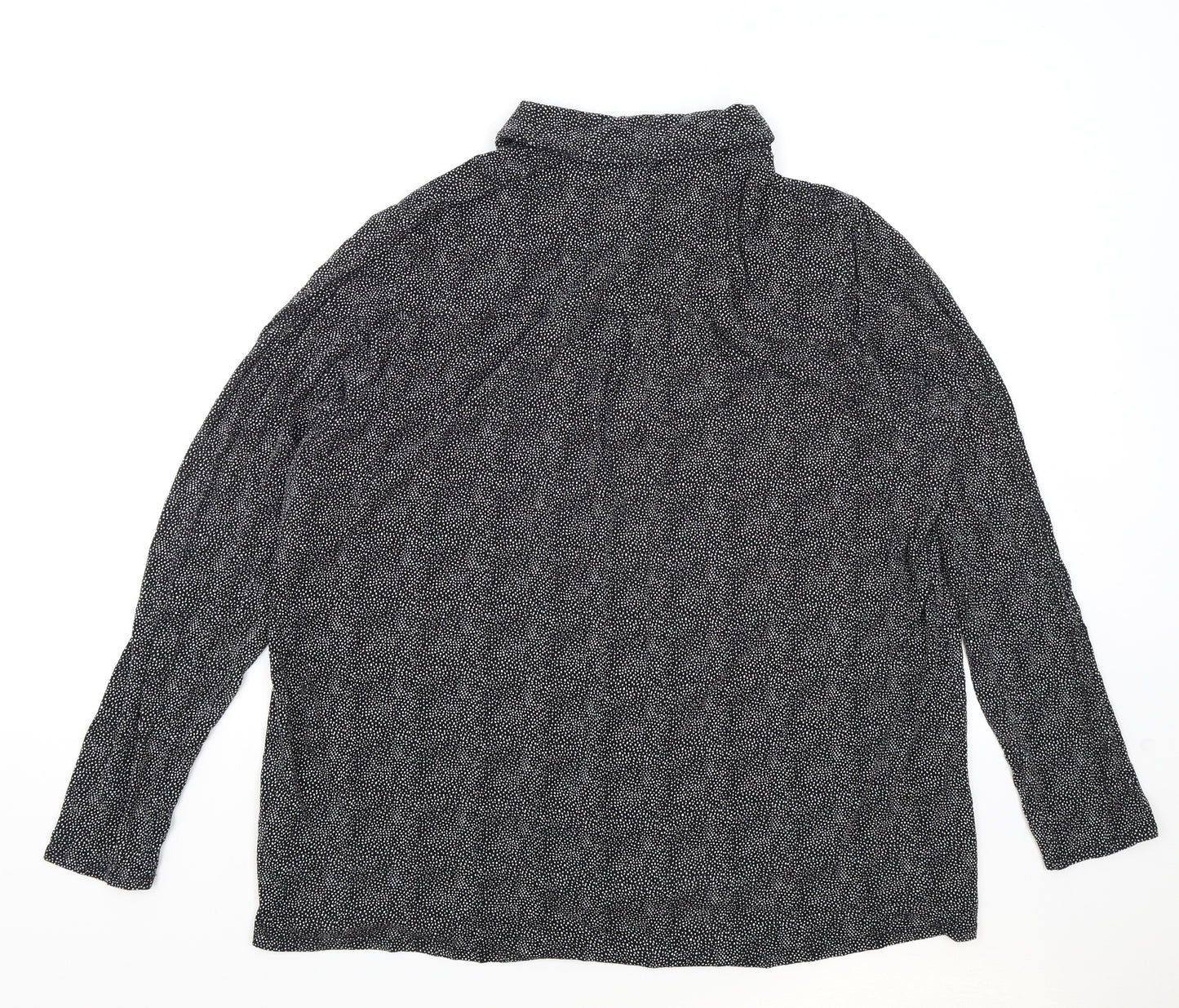 TU Womens Black Polka Dot Viscose Basic Button-Up Size 22 Collared